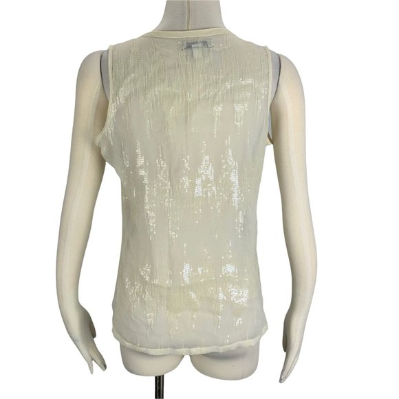 Banana Republic Small Top Ivory Shimmer Party Sleeveless Club - Picture 3 of 7